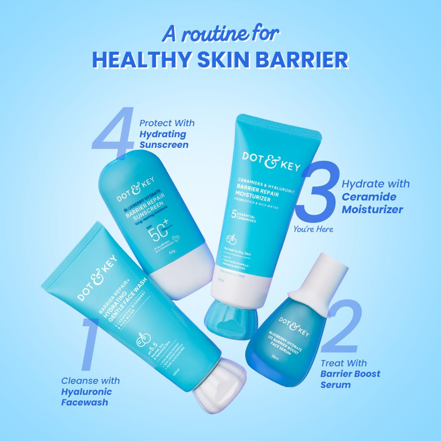 Dot & Key Barrier Repair Moisturizer For Normal, Dry, Combination & Sensitive Skin | 120 Hrs Moisturization, With 5 Ceramides & Hyaluronic - Image 3